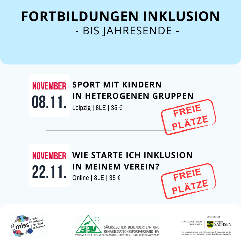 Fortbildugen bis Ende 2025