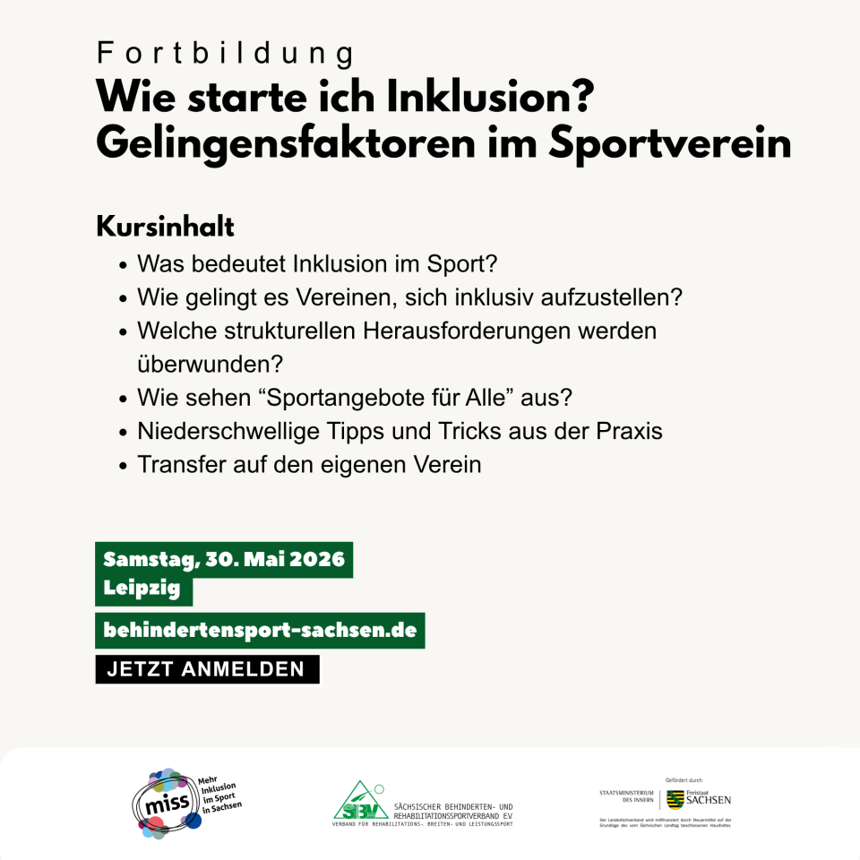 Wie starte ich Inklusion? Gelingensfaktoren im Sportverein